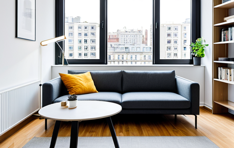 미니멀리즘을 실천하는 커플의 삶 이야기 - Minimalist Home**
"A bright and airy living room in a modern apartment, featuring a multifunctional...